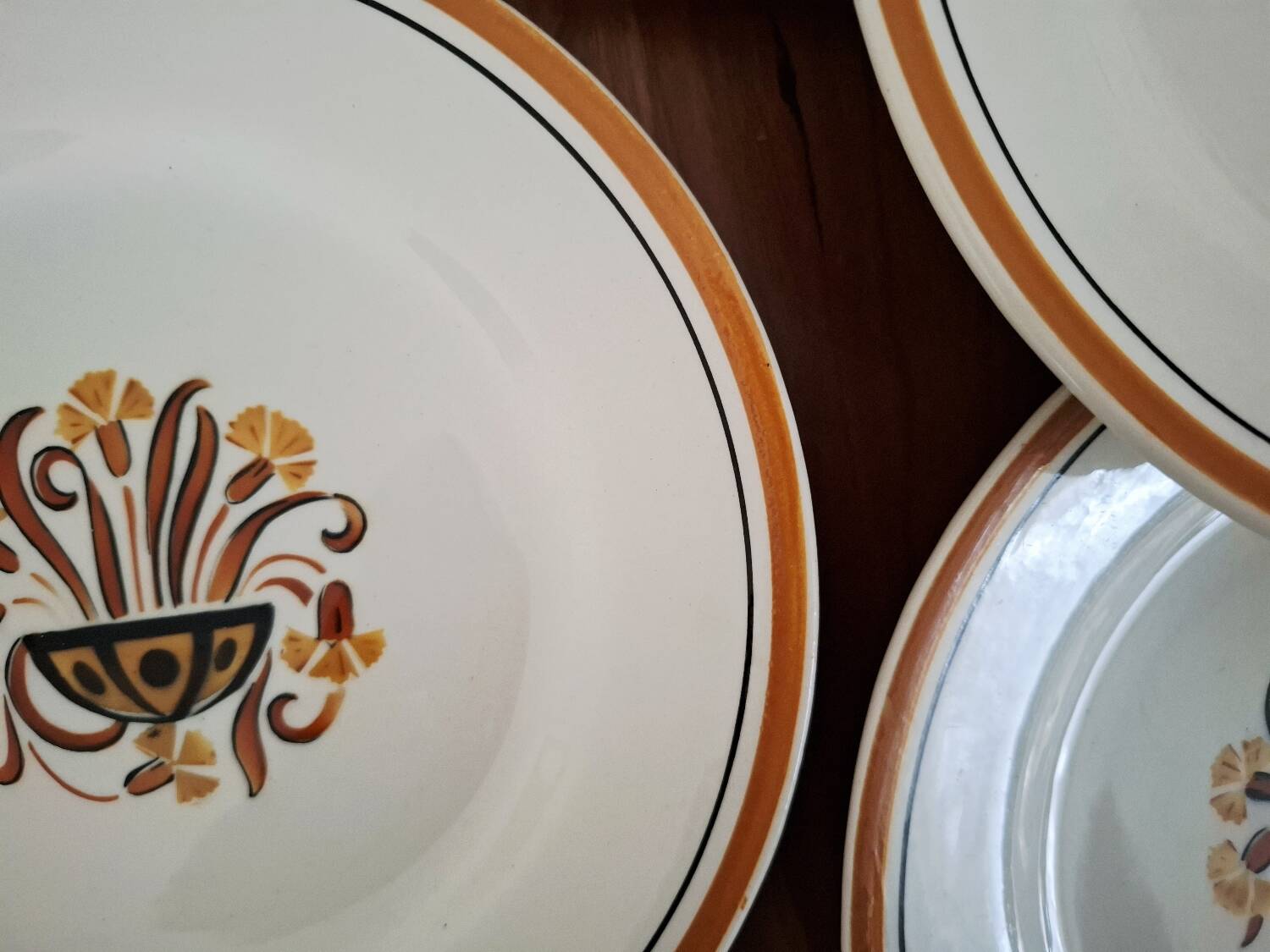 Antique Creil and Montereau Earthenware Dessert Plates, Eye Pattern