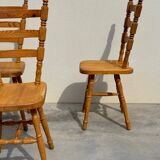 Set of 6 rustic chairs in Vosges pine from the 80s