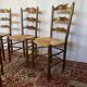 Set of 4 vintage wooden and straw chairs