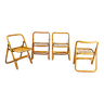 4 chaises pliante en bambou, rotin et laiton, Italie, 1970