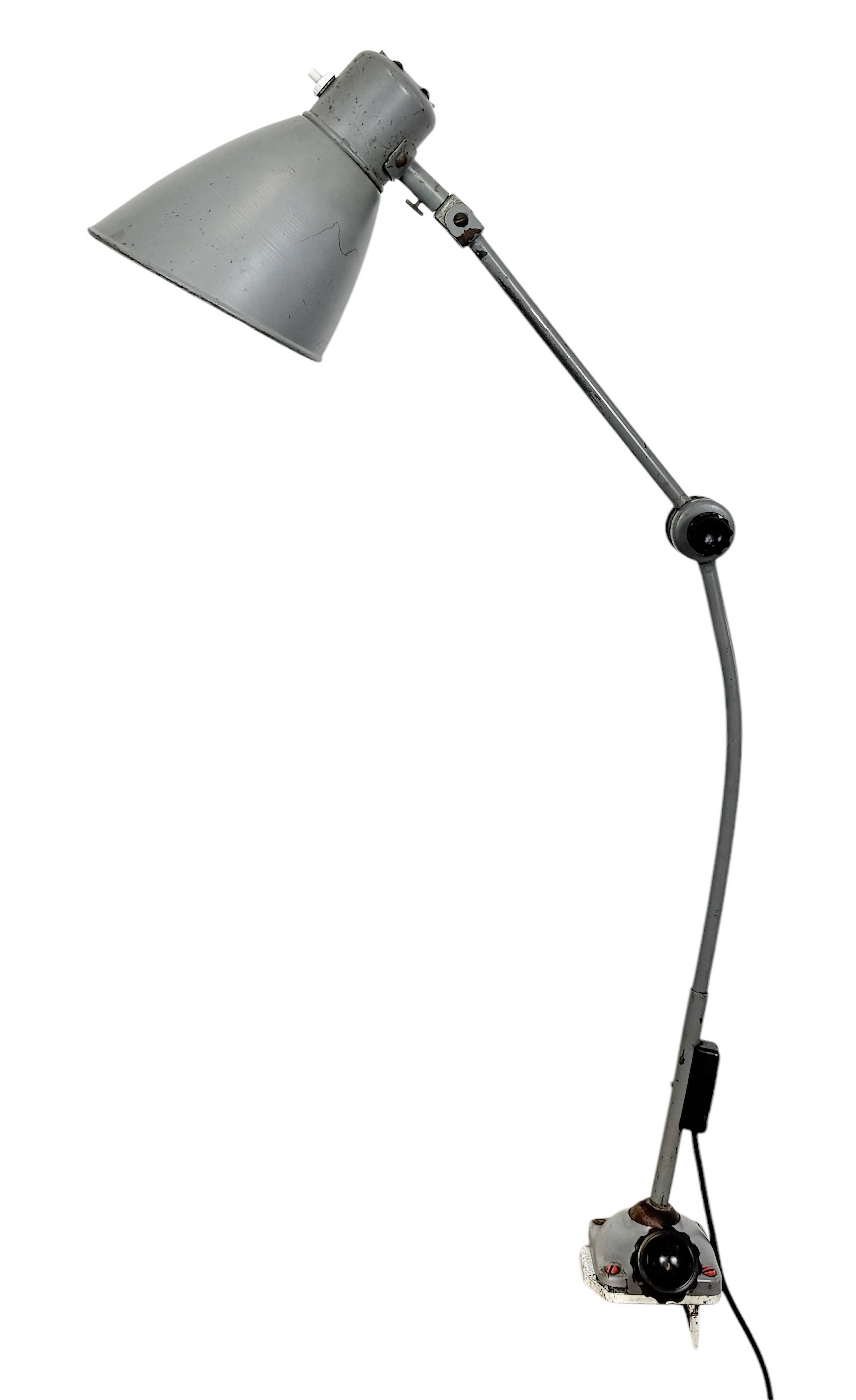 Large Grey Industrial Workshop Table Lamp, 1960s