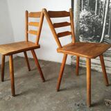 Pair of solid wood bistro chairs