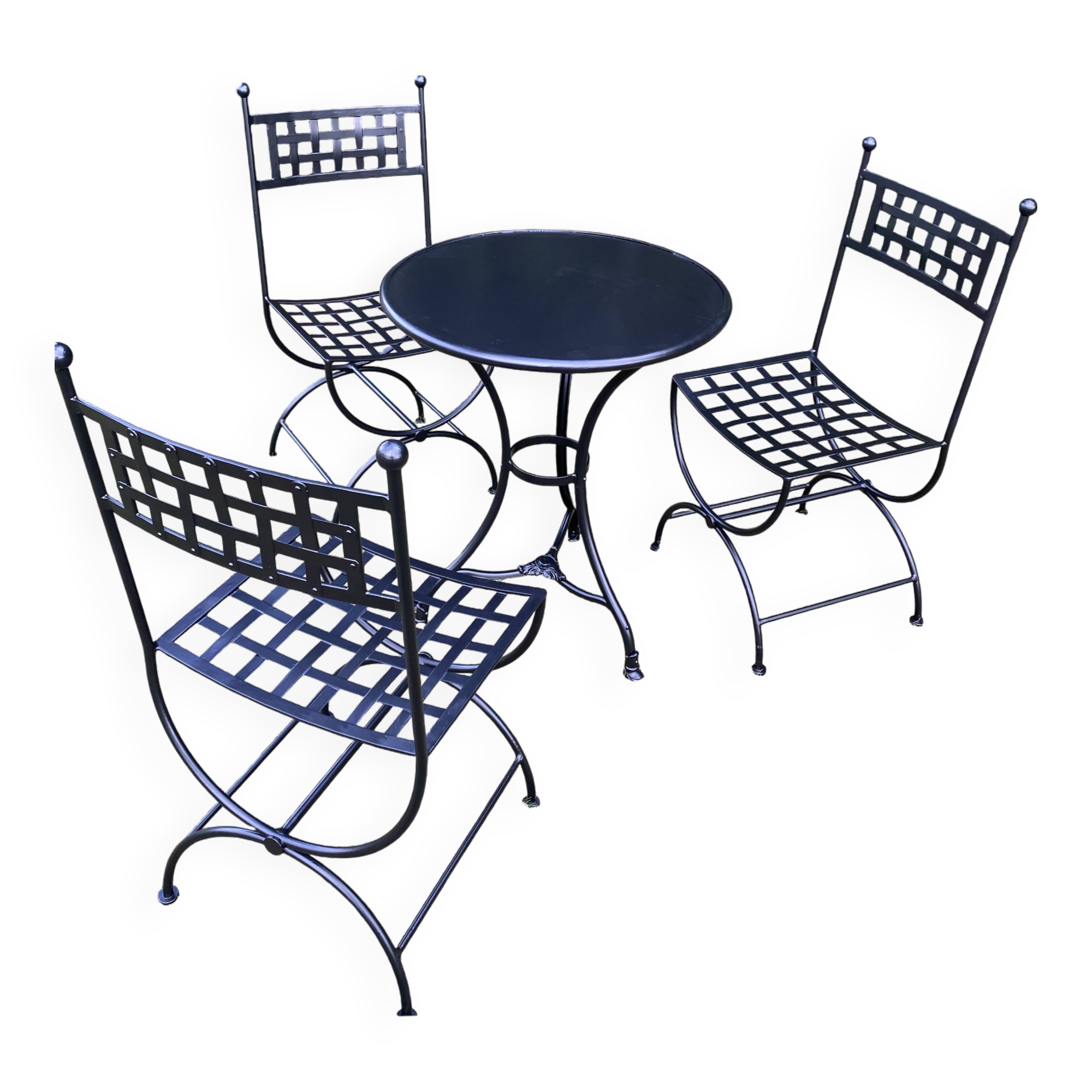 Garden furniture - 3 Milan chairs and 1 Arras pedestal table - Black