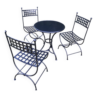 Garden furniture - 3 Milan chairs and 1 Arras pedestal table - Black