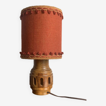 Small vintage olive wood lamp