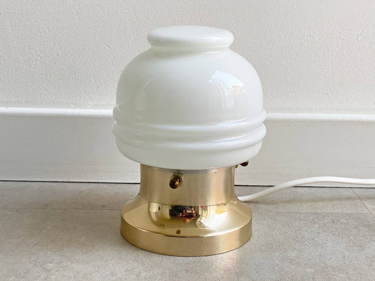 Small Mid Century brass & glass table lamp