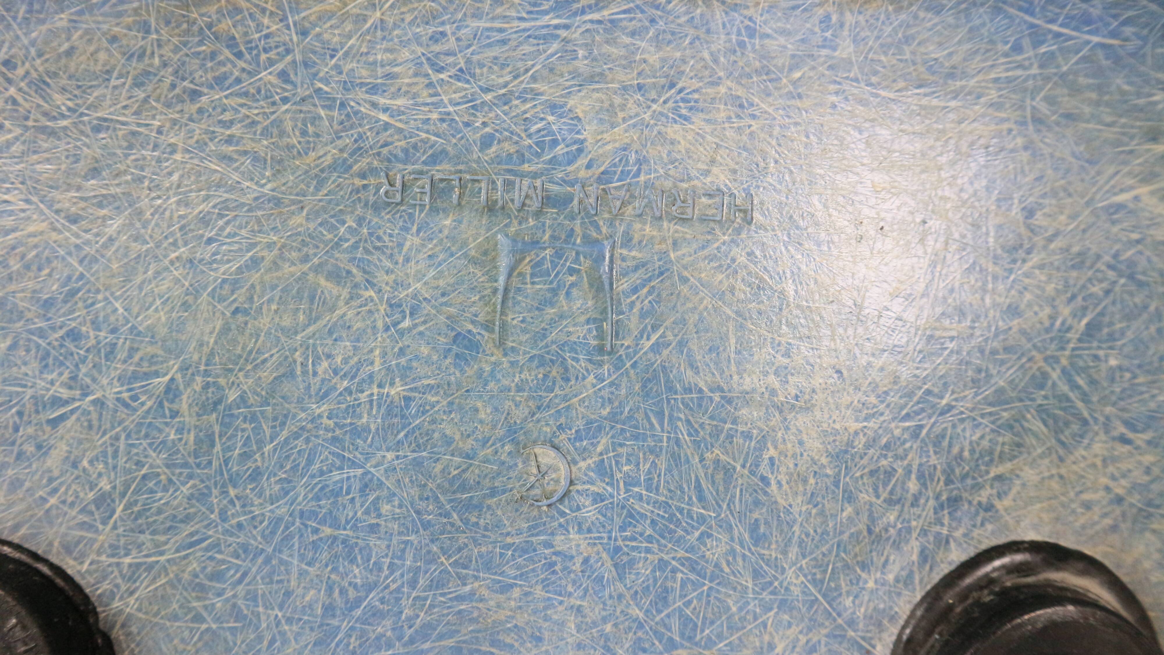 Charles & Ray Eames "La Fonda" Blue Fiberglass Chairs Herman Miller