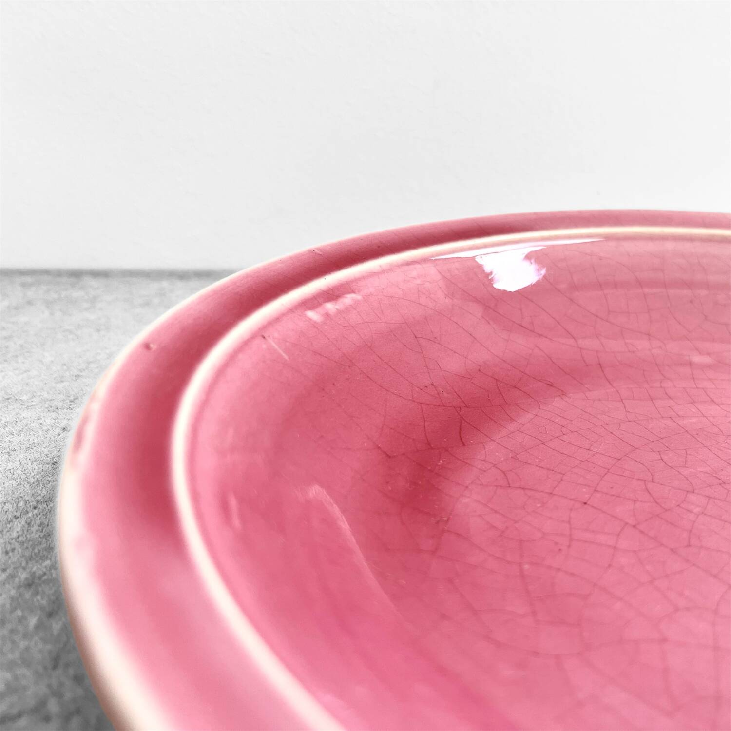 Vintage Vallauris plate - Pink glazed earthenware