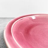 Vintage Vallauris plate - Pink glazed earthenware