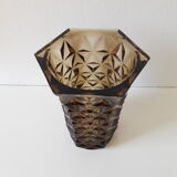 Vase gris en verre vintage