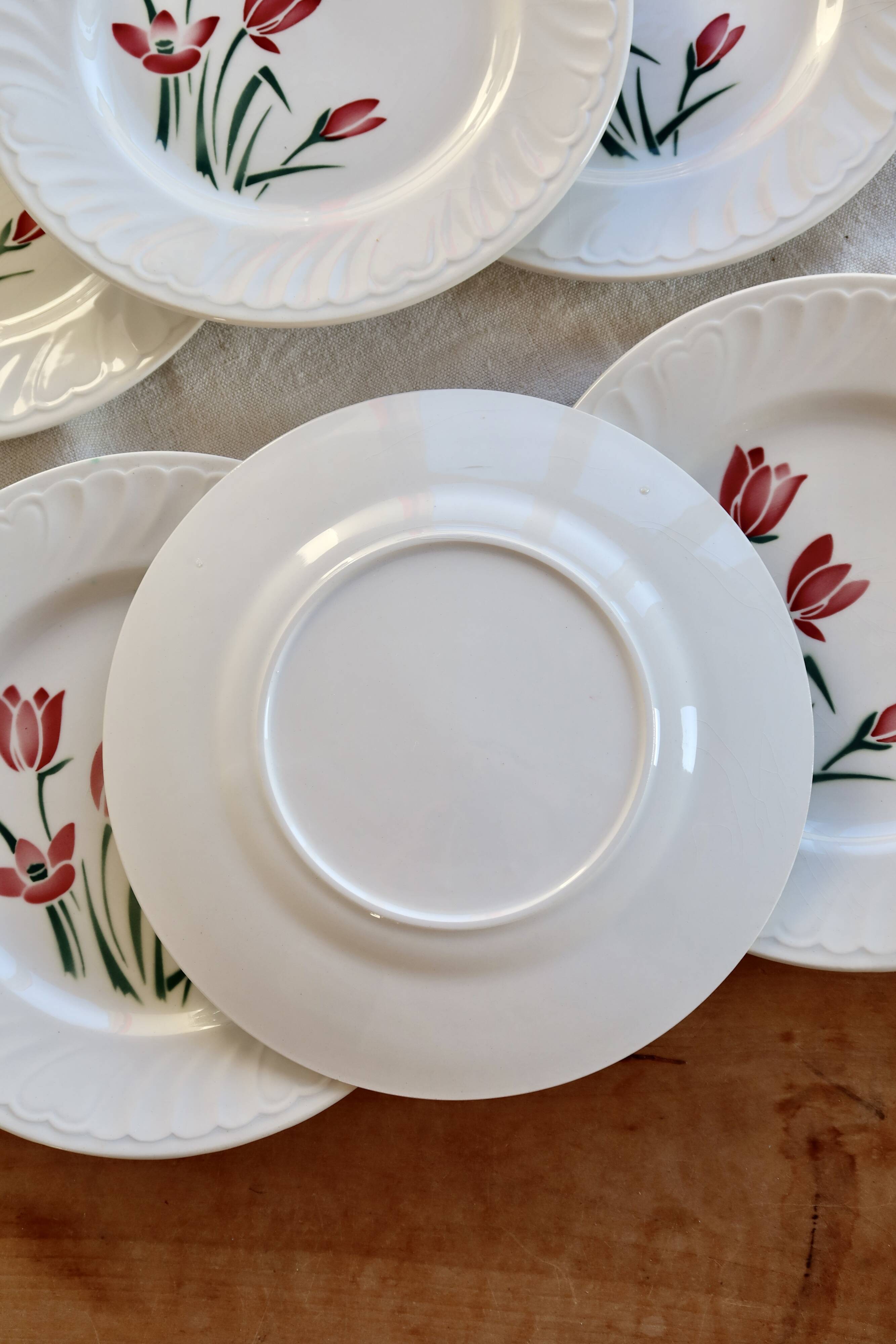 6 vintage dessert plates Badonviller model Crocus