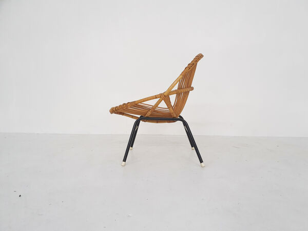 Fauteuil en rotin Rohe Noordwolde, Pays-Bas années 1950