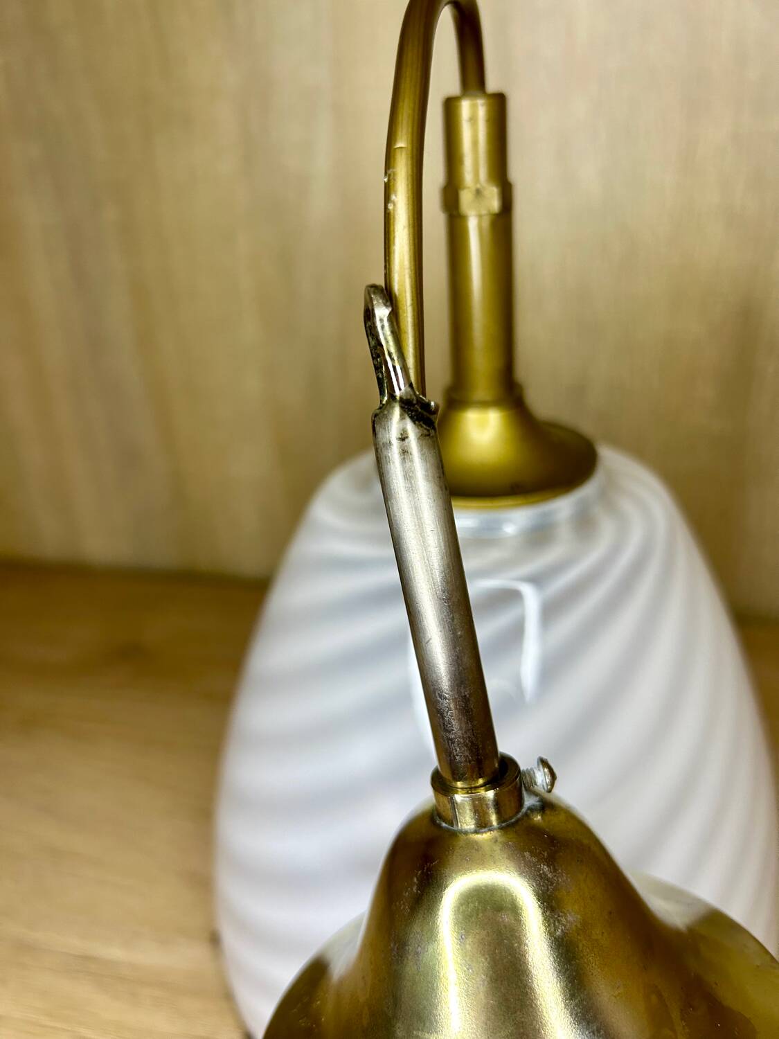 Lampe Suspension Murano Verre Blanc Et Caramel