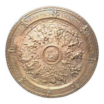 Assiette d 44 cm bronze massif scène érotique déco