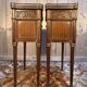 Pair of Louis XVI style bedside tables in white marble