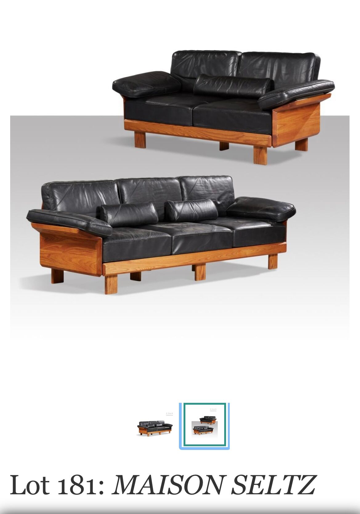 Canape seltz elm and leather design 1960