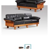 Canape seltz elm and leather design 1960