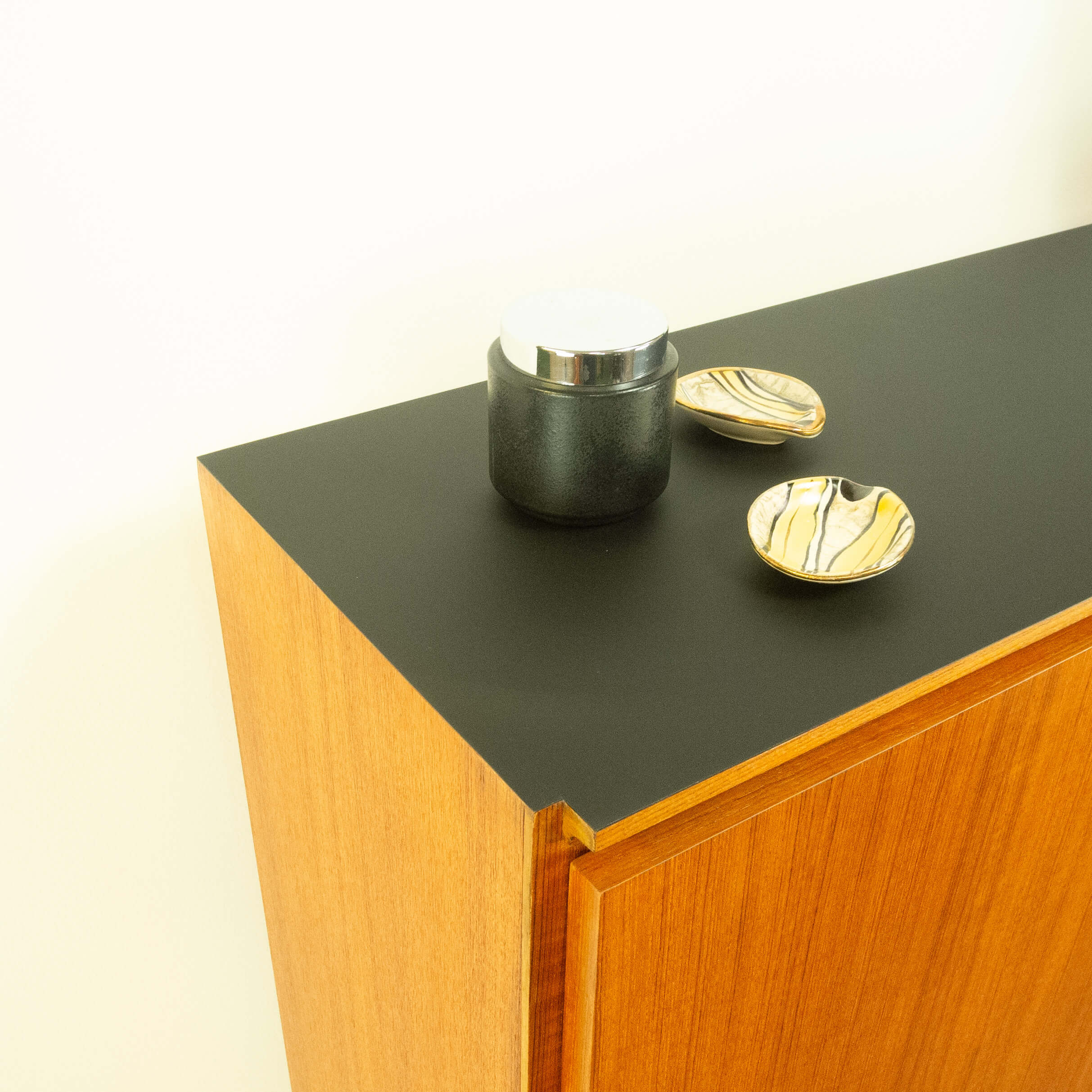 Vintage shelf combination, teak with black top, 70s