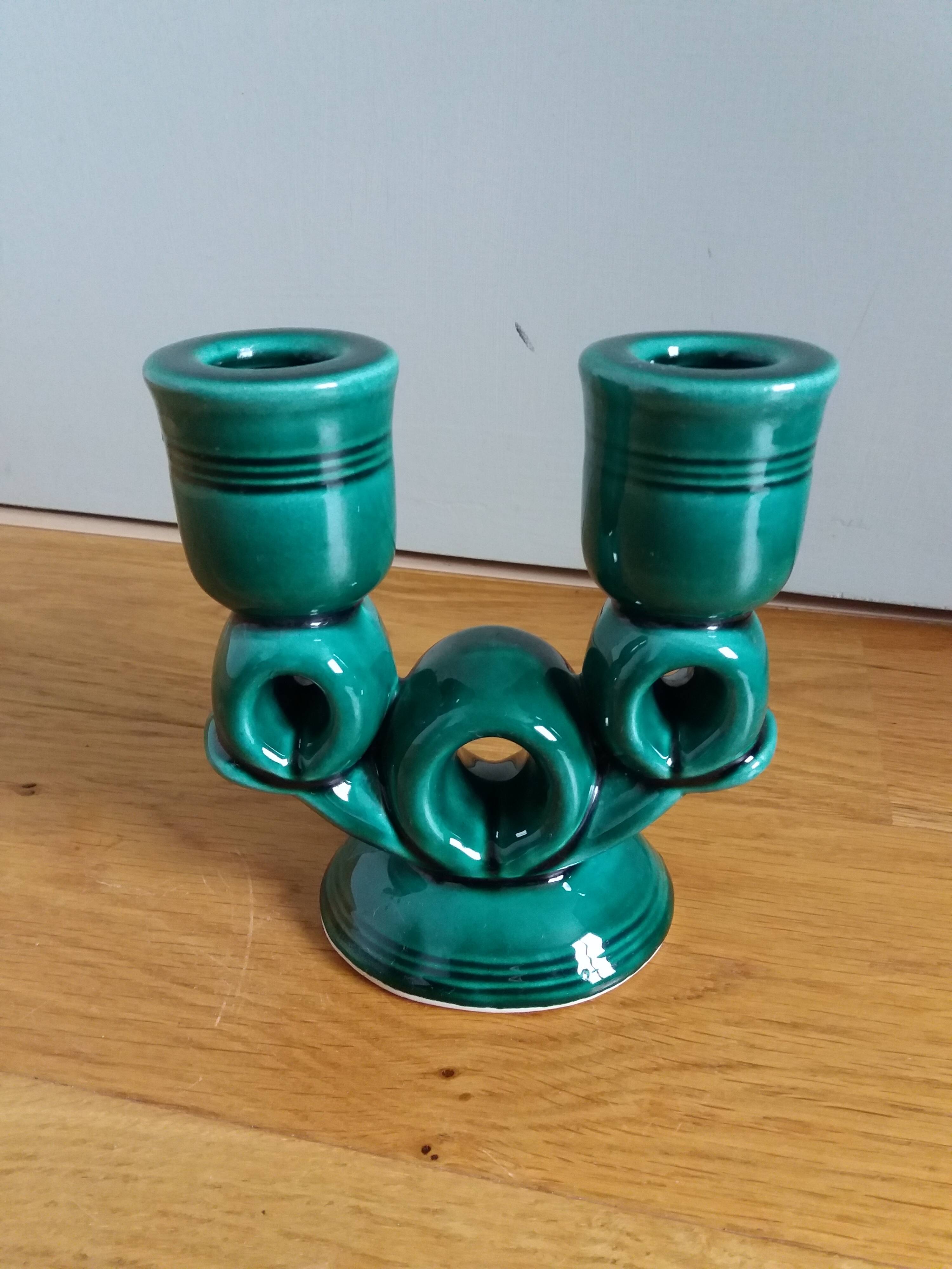 Vallauris candlestick in emerald green FPP slip