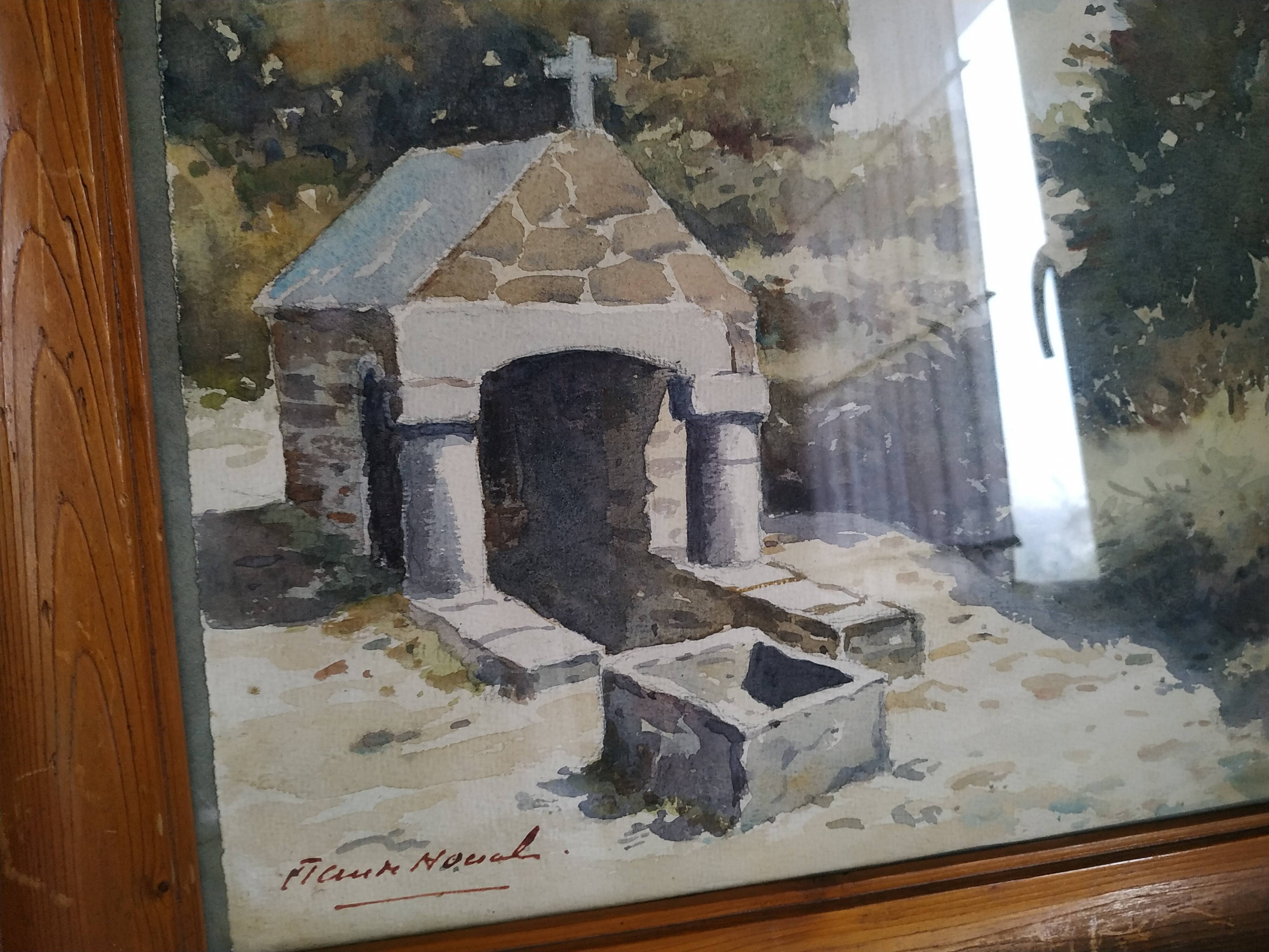 Watercolor "the Breton fountain" by Claude Houal