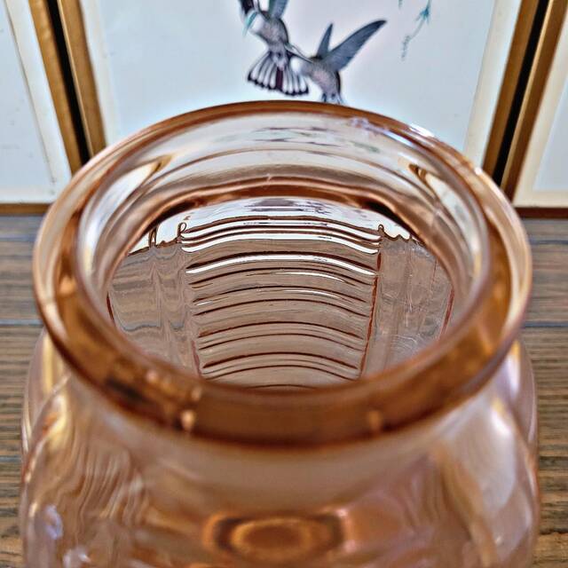 Art Deco style vase in salmon-colored glass