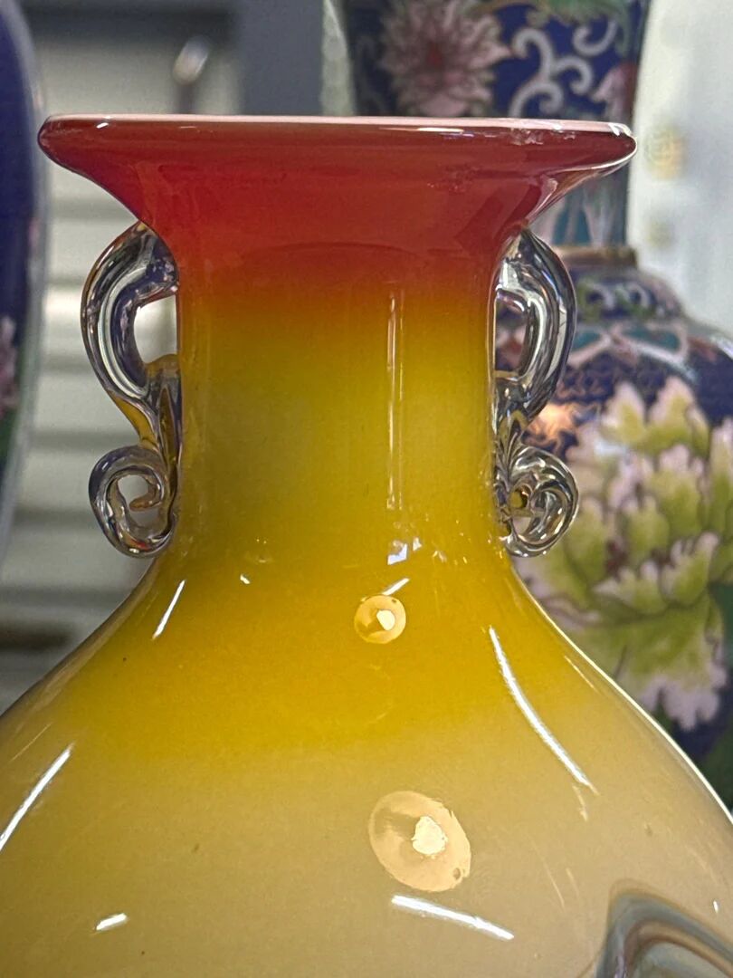Glass vase – Handmade – Decoration – Yellow orange gradient