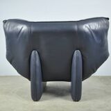 Leolux / vintage "tango" armchair in blue leather / jan armgardt / 1980s netherlands