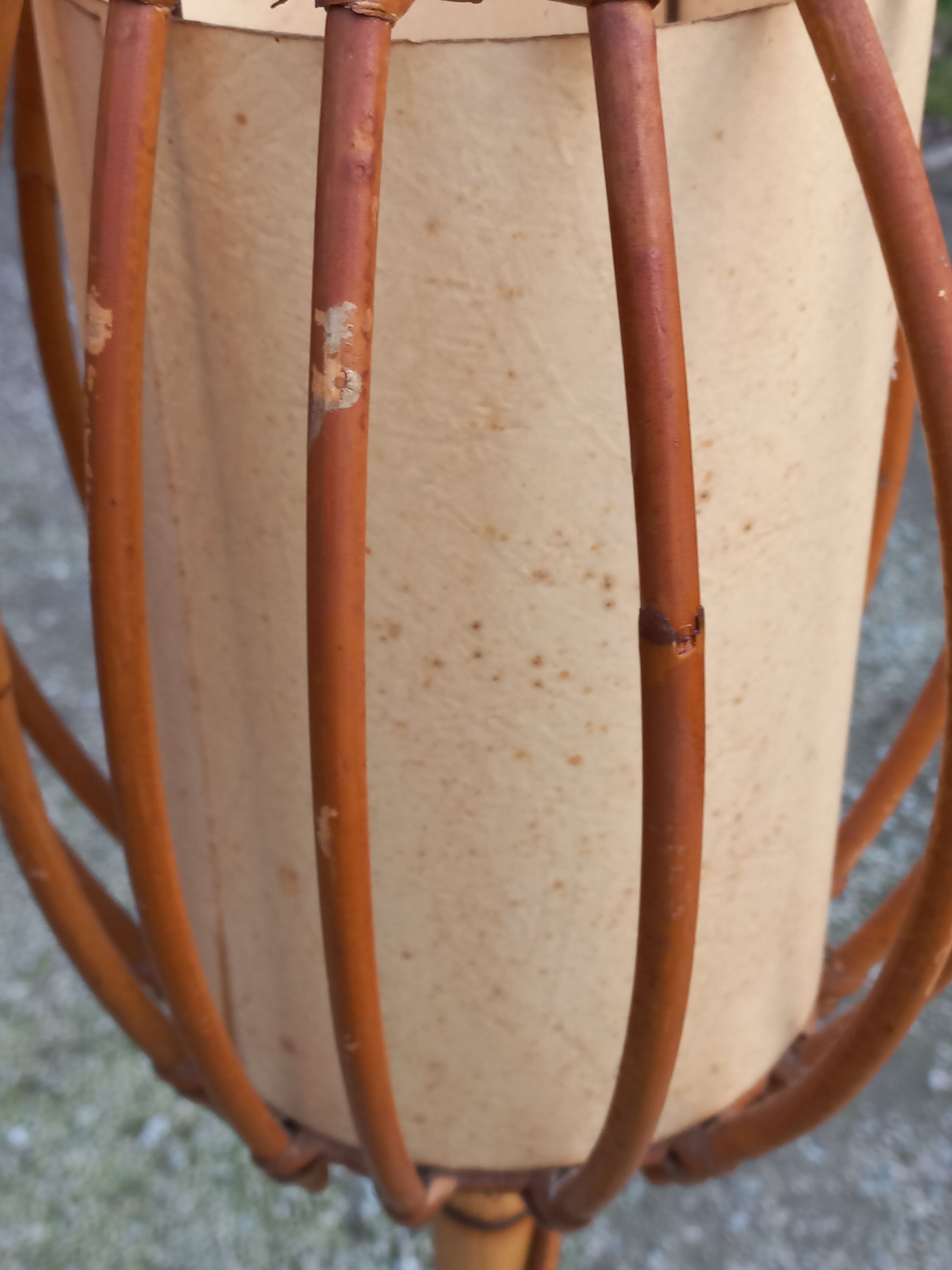 Bamboo and rattan floor lamp 2 lights from the 70s