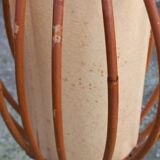 Bamboo and rattan floor lamp 2 lights from the 70s