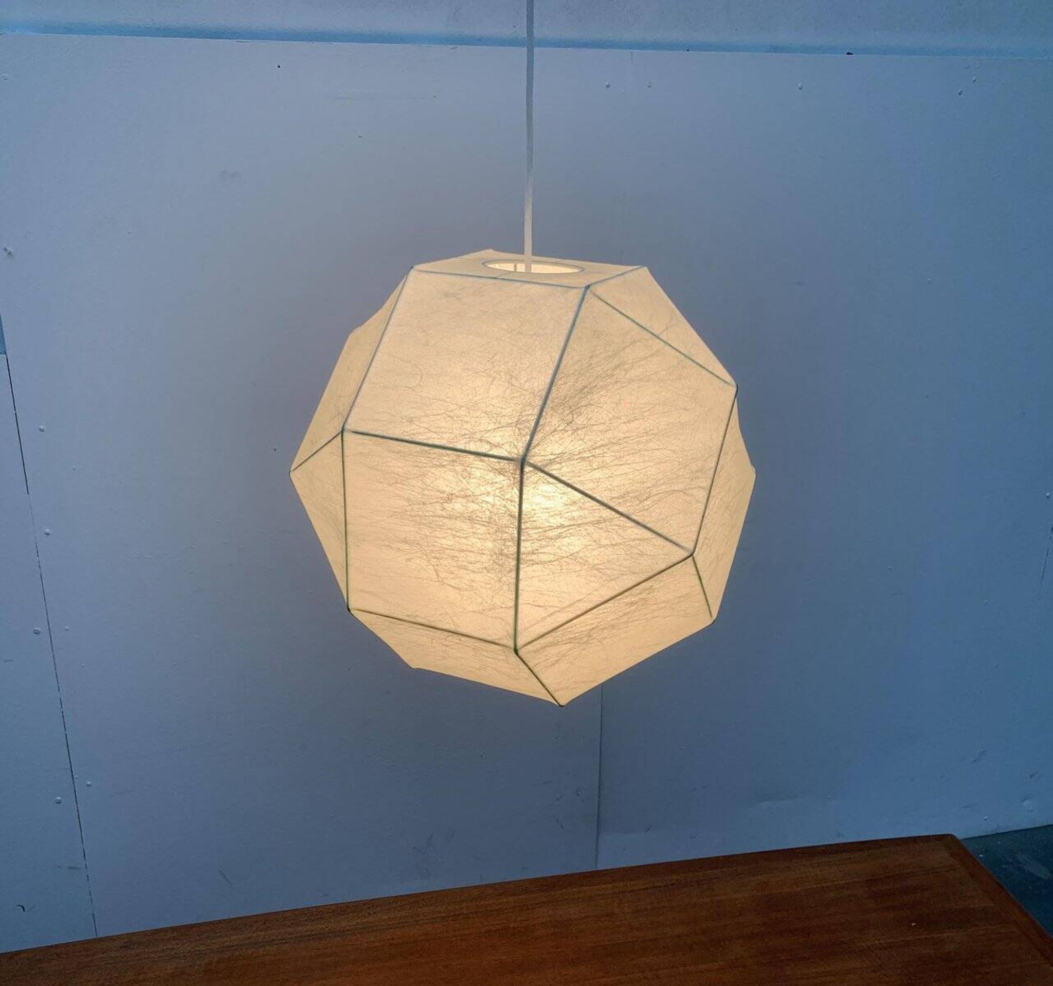 German cocoon pendant lamp from the mid-century by Goldkant Leuchten, Wuppertal.