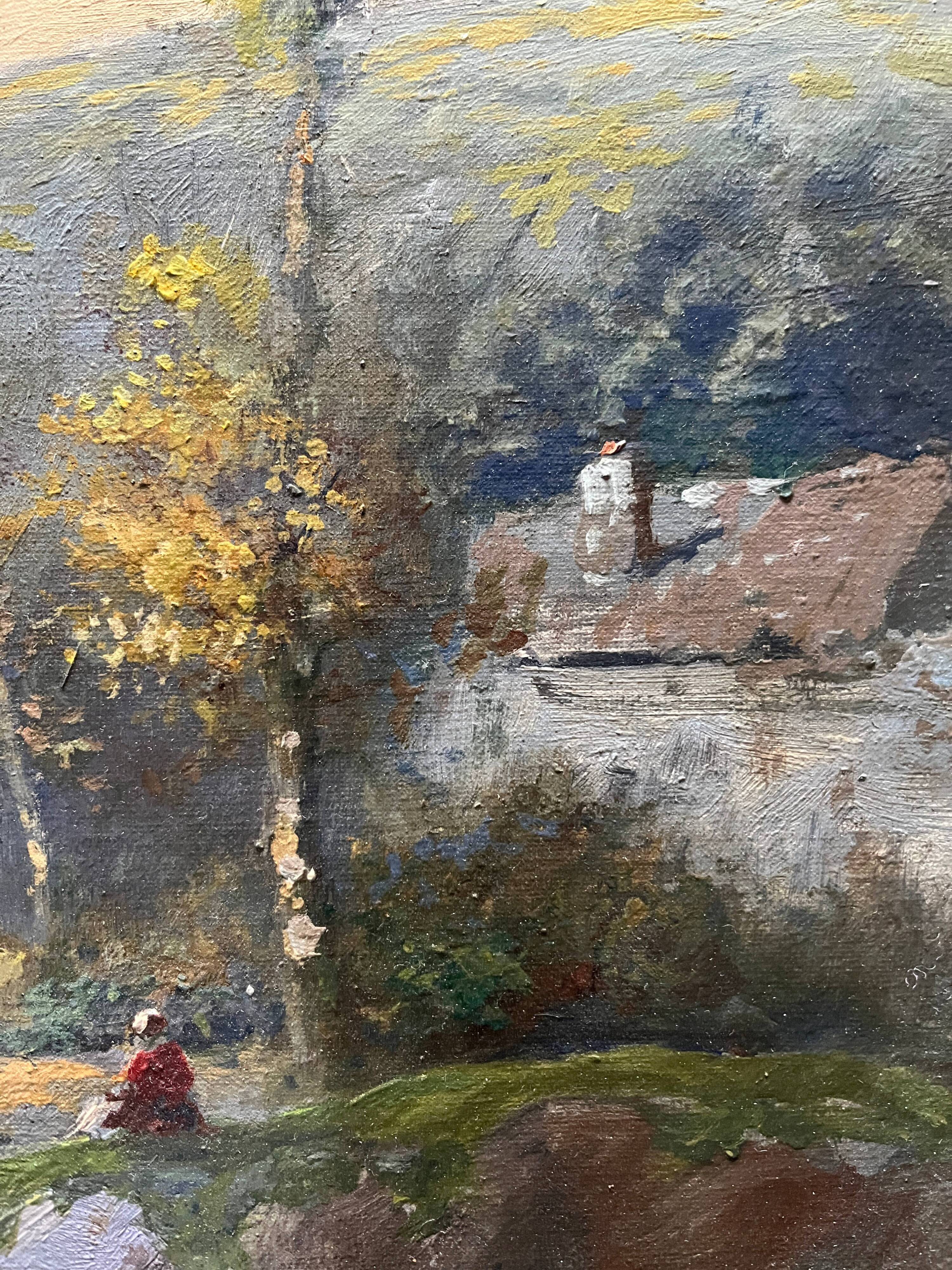 Old HST painting: "Animated pastoral landscape" signed Duperay filigreeantiqu