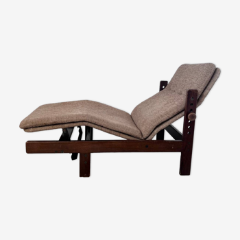 Old chaise longue wooden lounge chair Italian design from the 60s vintage