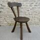 Chaise brutaliste en bois massif sculpté, vers 1950