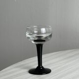 10 black stemmed liqueur glasses
