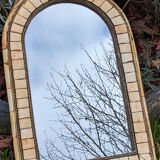 Miroir artisanal vintage en os et laiton 32x47cm
