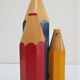 Lamp foot three pencils wood beech vintage 80s