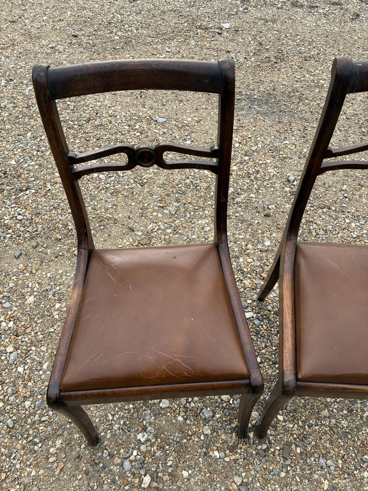Set of 3 Regency faux leather chairs