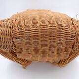 Vintage wicker frog and scoubidou, Olivier Cajan, 1970s