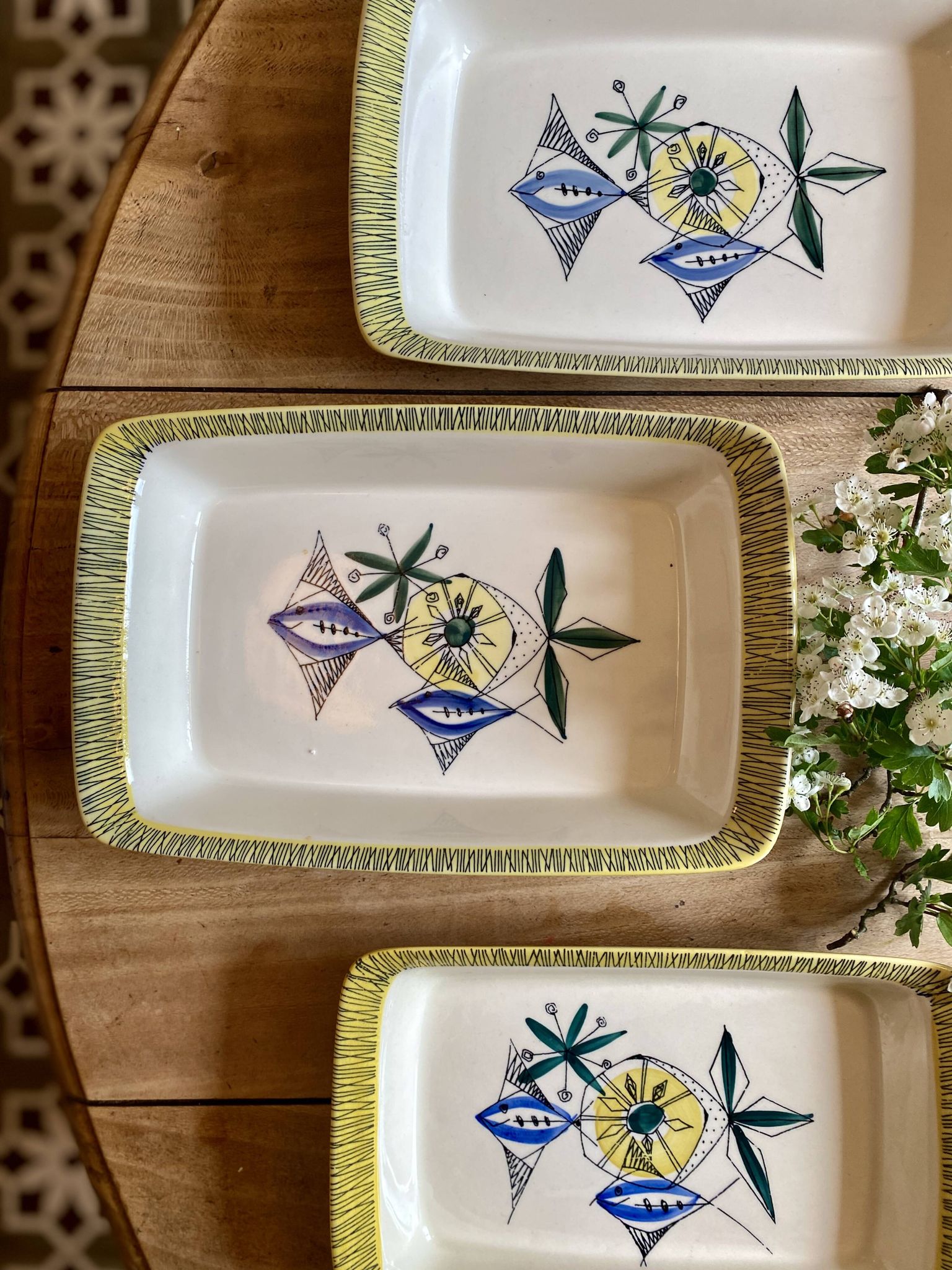 Set of 3 vintage serving dishes from the Flamingo series by Stavangerflint