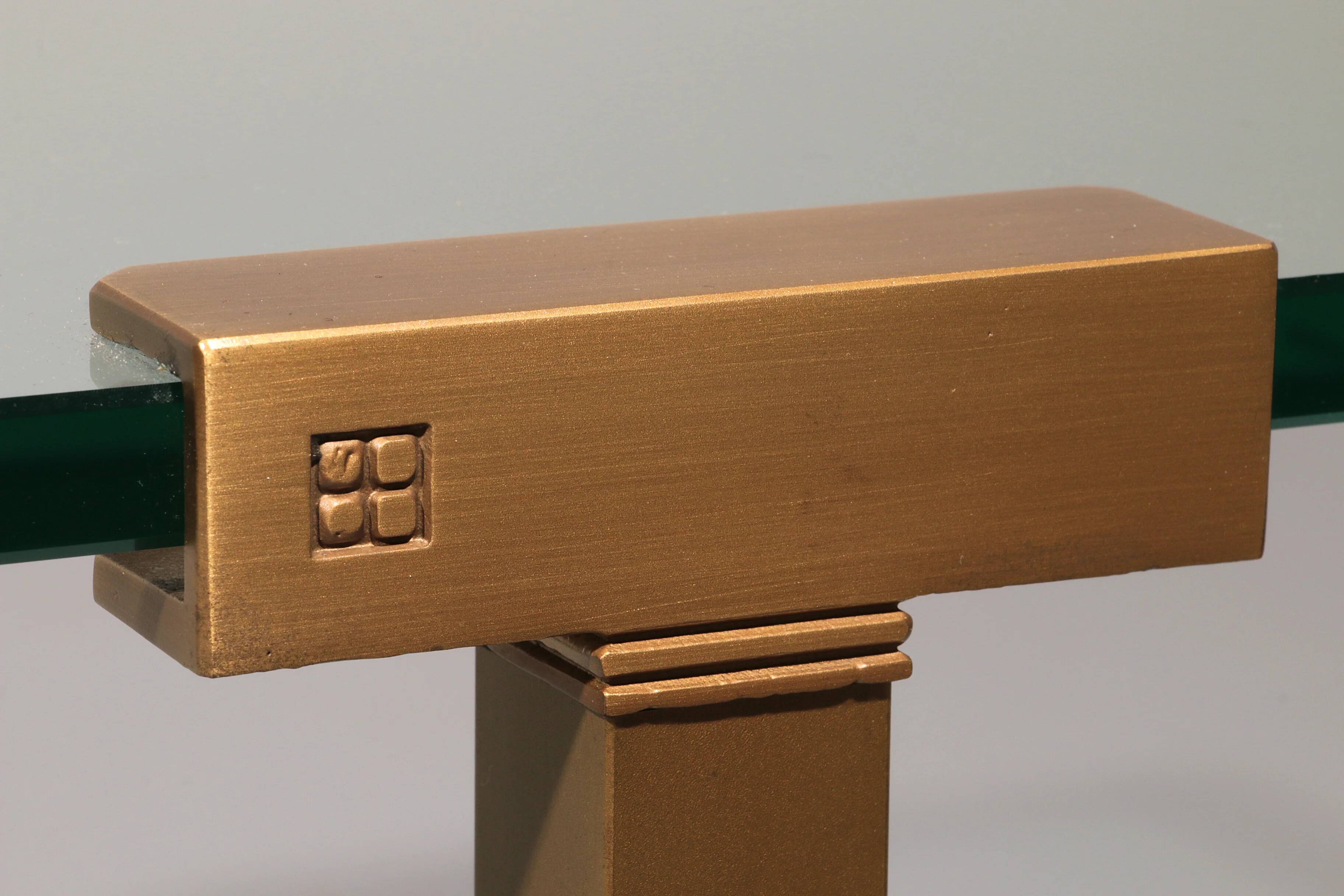 Coffee table glass and brass by Peter Ghyczy model T54 1970