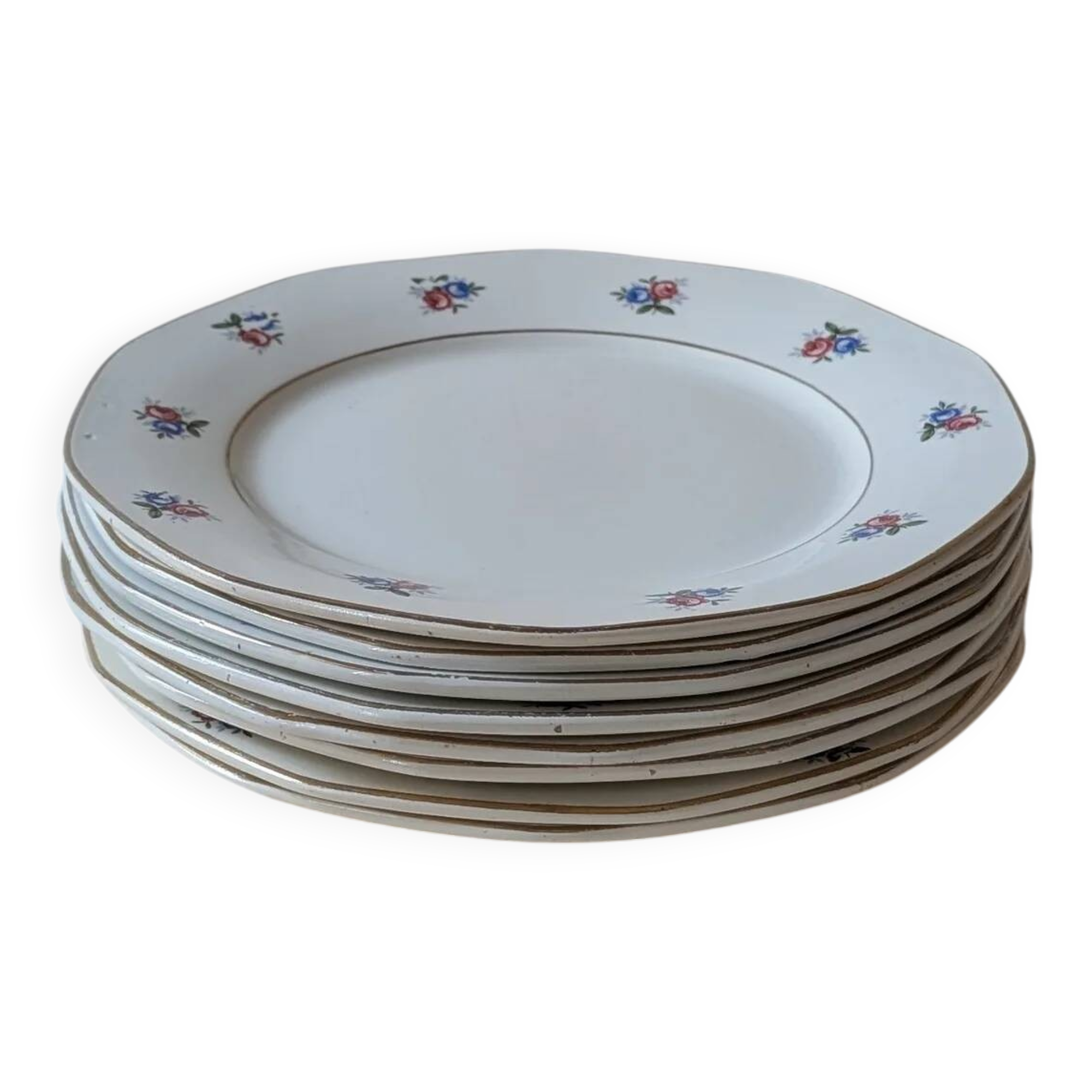 Set of 8 dinner plates – Digoin & Sarreguemines – Vintage floral design