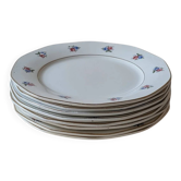 Ensemble de 8 assiettes plates – Digoin & Sarreguemines – Décor floral vintage