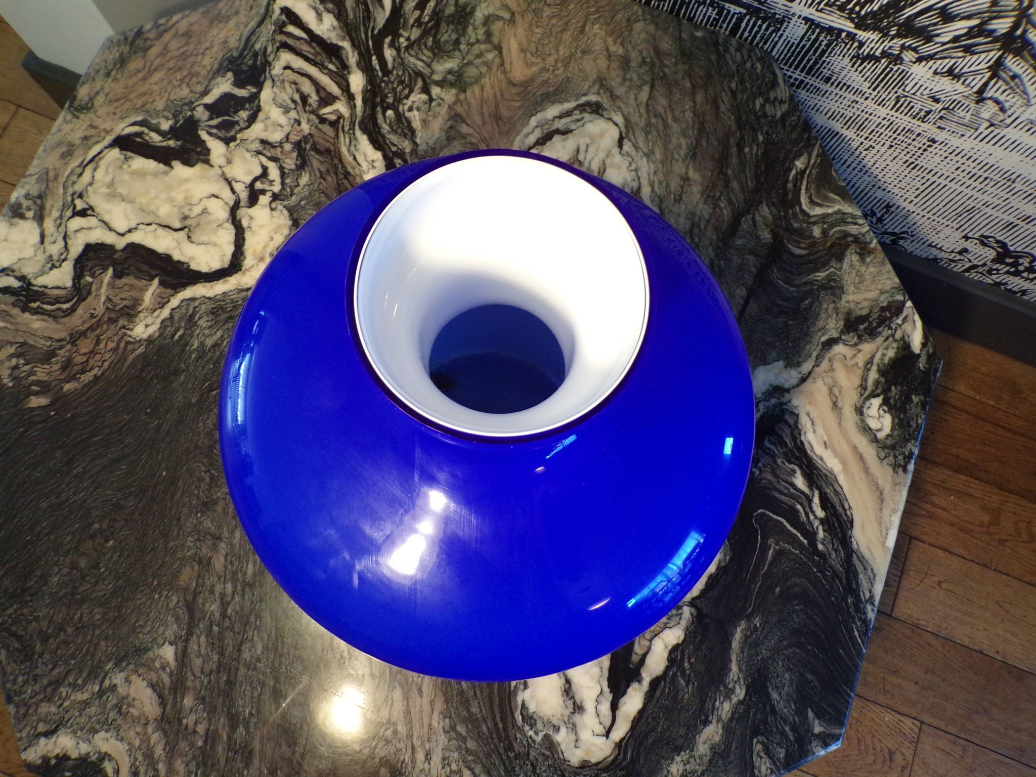 Vase Murano opaline bleue Ø34cm
