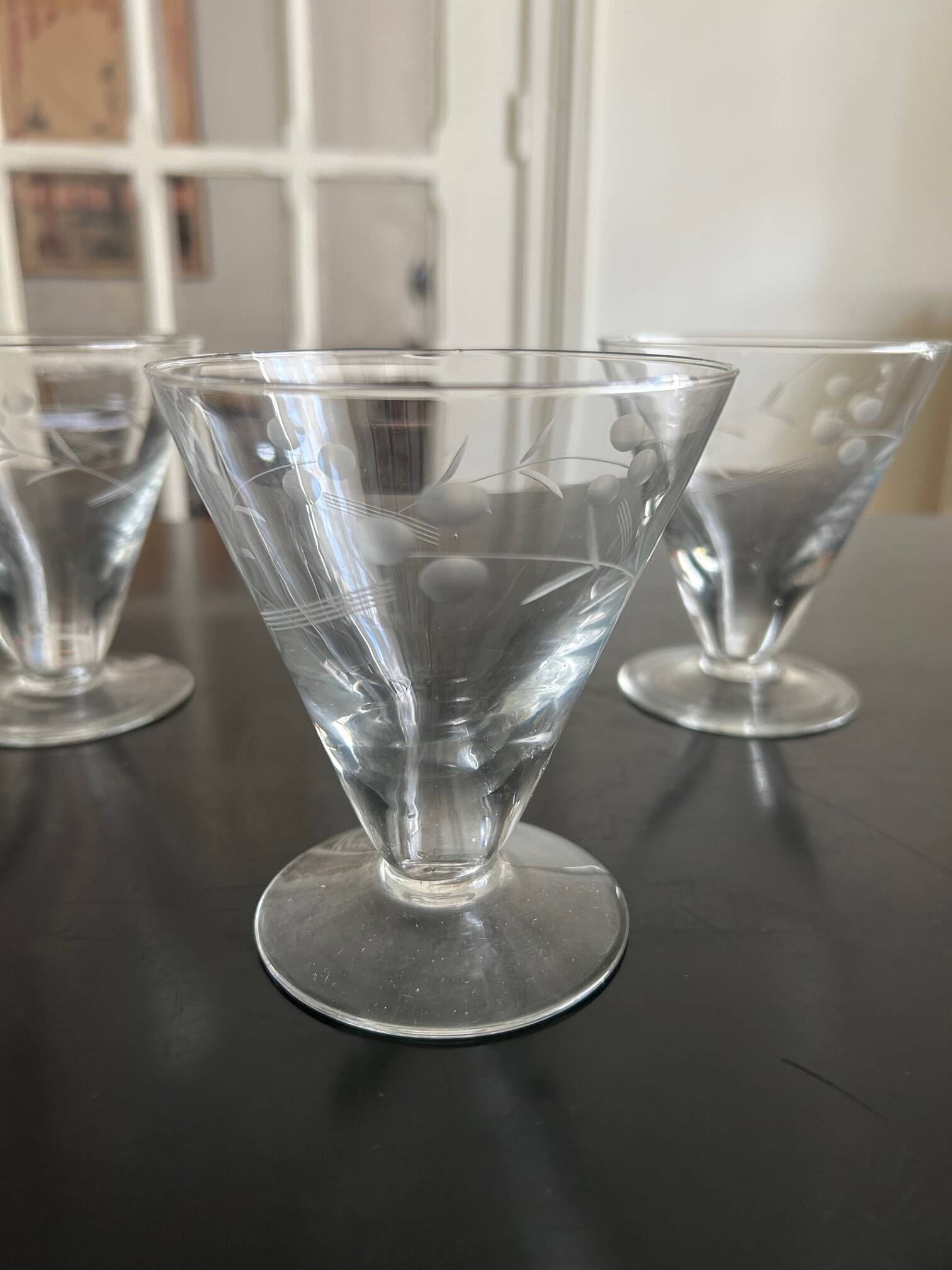 11 old engraved glasses