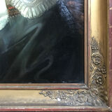 Wore "Lady in the Headdress." Oil on canvas between 1820 and 1860. Unsigned. Old frame.