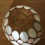 Lampshade in pink and grey iridescent mother-of-pearl