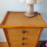 Vintage rattan rag chest of drawers
