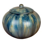 Blue glazed stoneware pot, Art Deco period, Roger Guerin