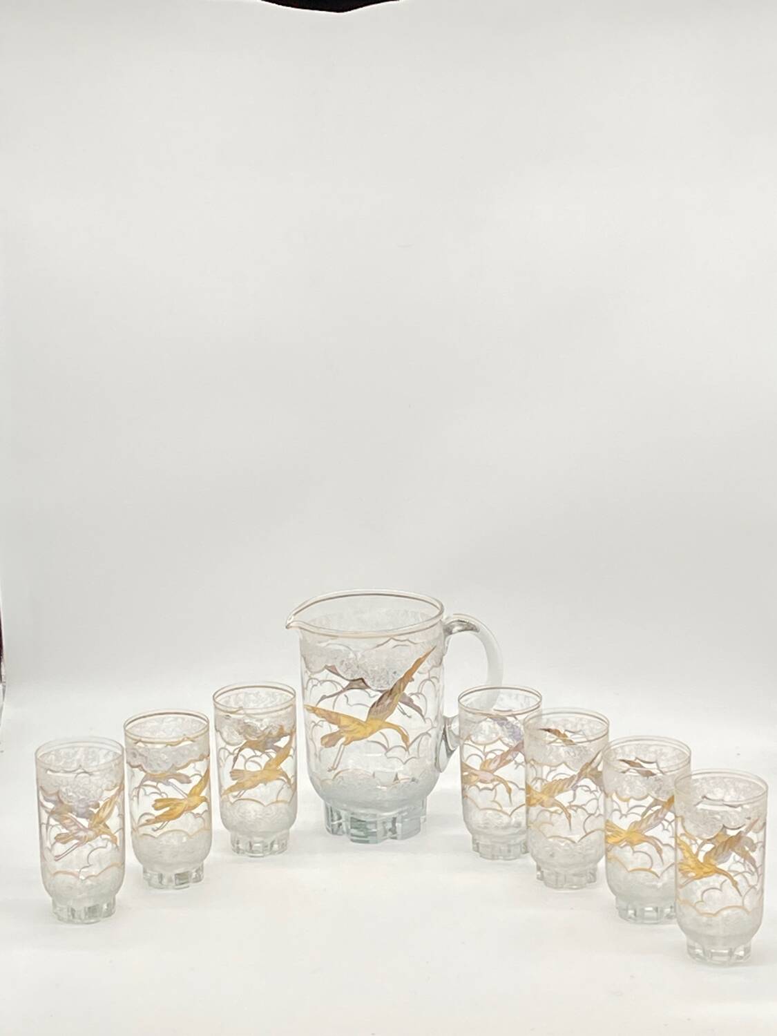Old orangeade service, golden heron decor, D'Argyl,