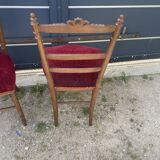 2 chaises velours rouge